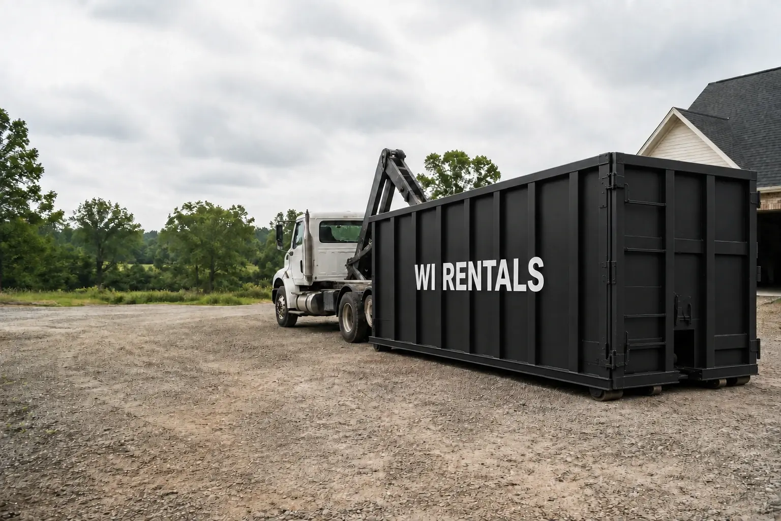 Professional roll-off dumpster delivery at an Arkansas job site